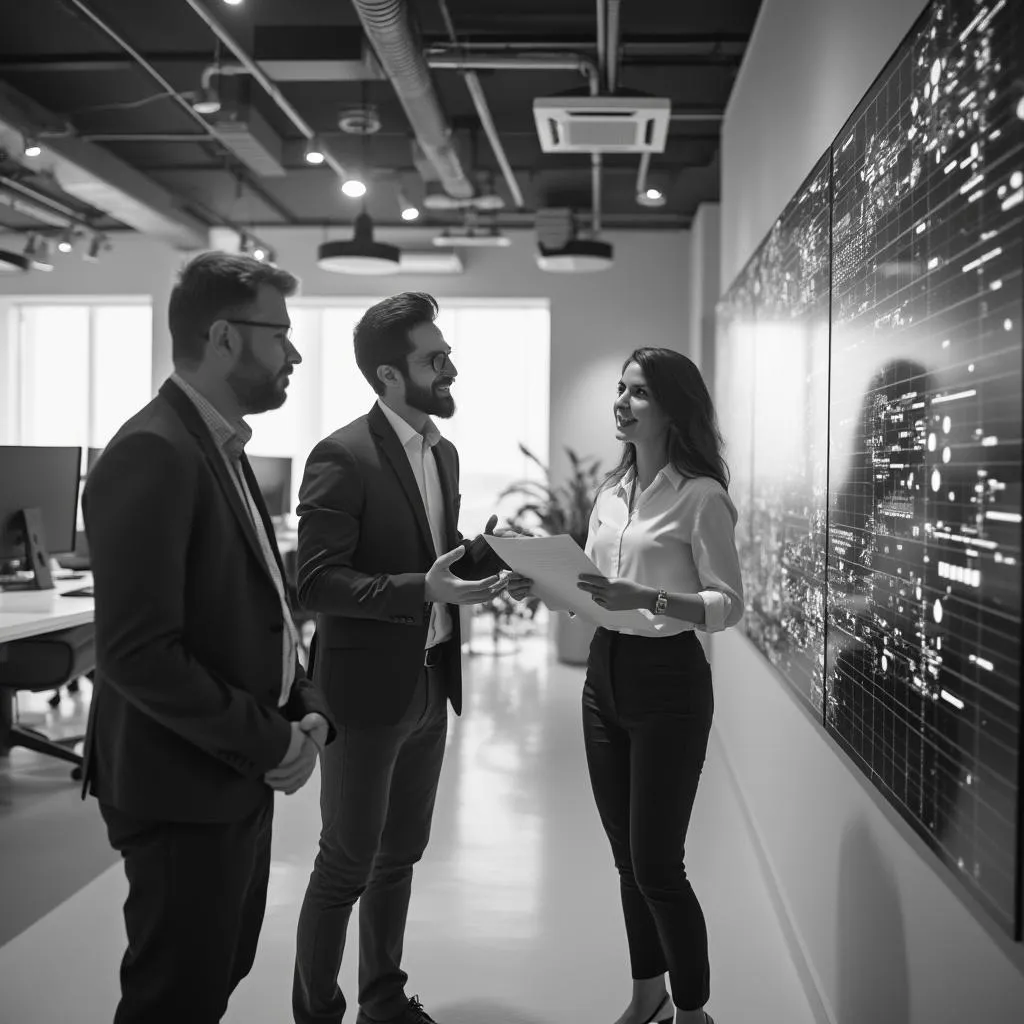 Consultores analizando datos en oficina